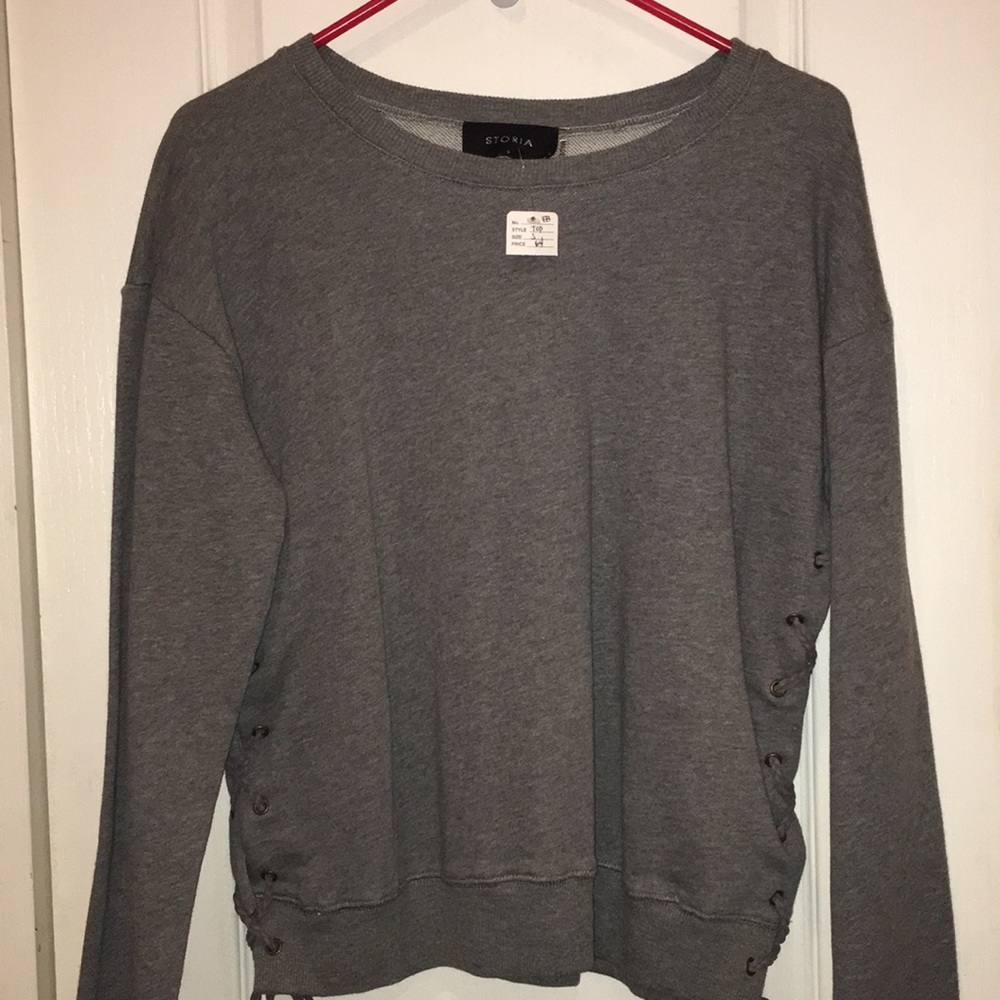 Storia Side Lace Up Crewneck Sweatshirt